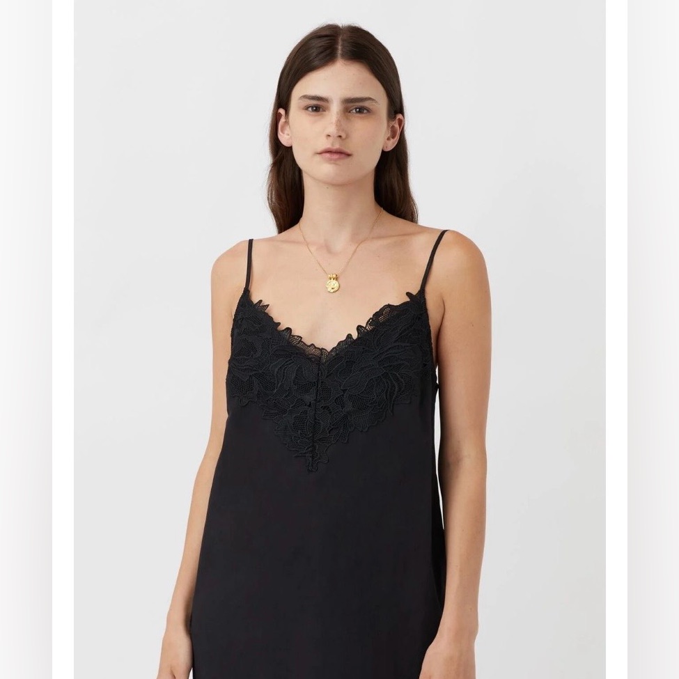 Nwot - Camilla & Marc Black Lace Detail Sable Midi Dress
